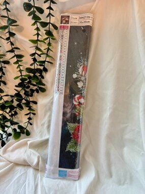 Christmas Poinsettia & Candy Cane 5D Diamond Painting Kit (35x35 cm) NEW